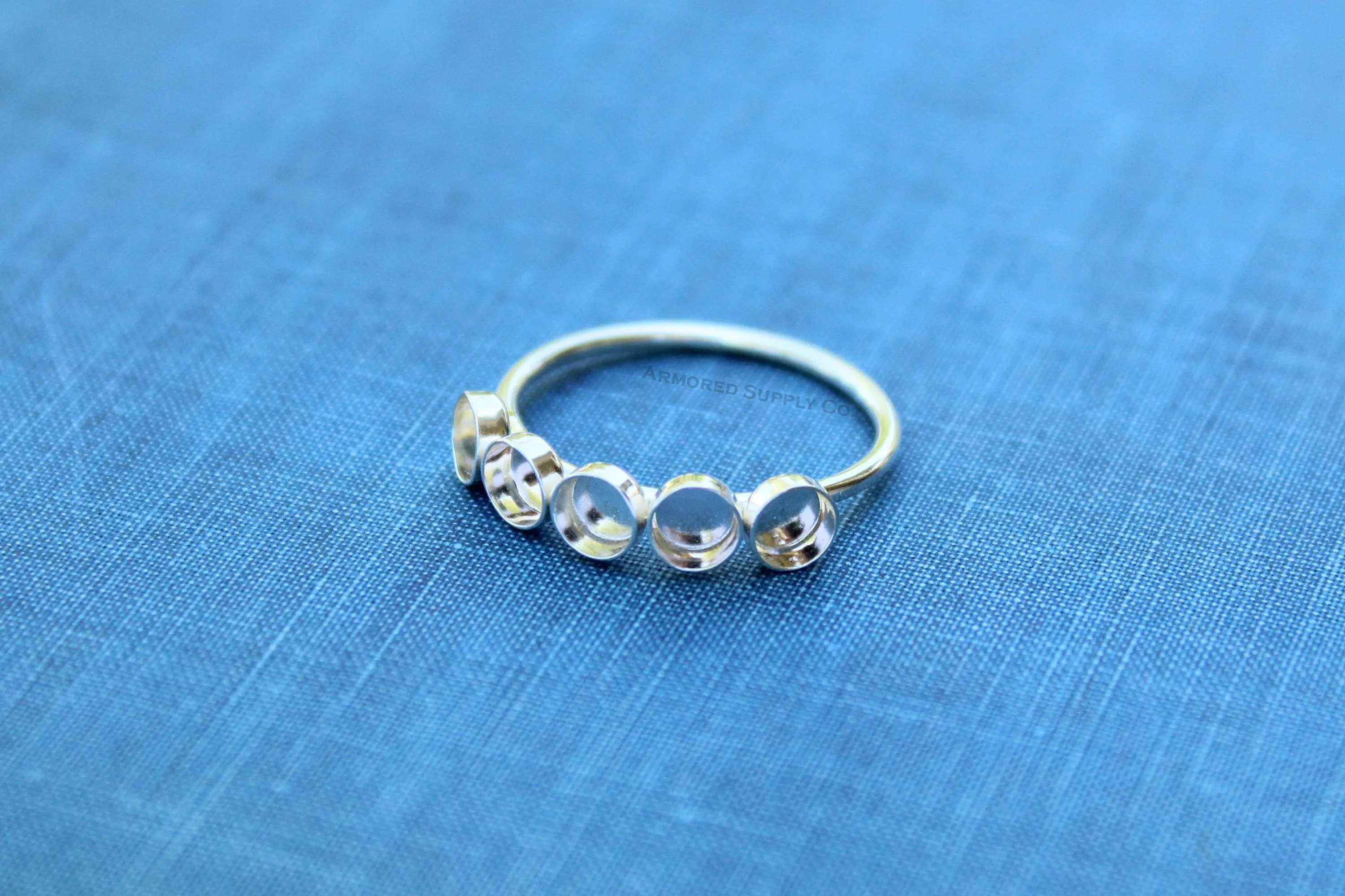 Five Bezel Cup Ring Blank Silver