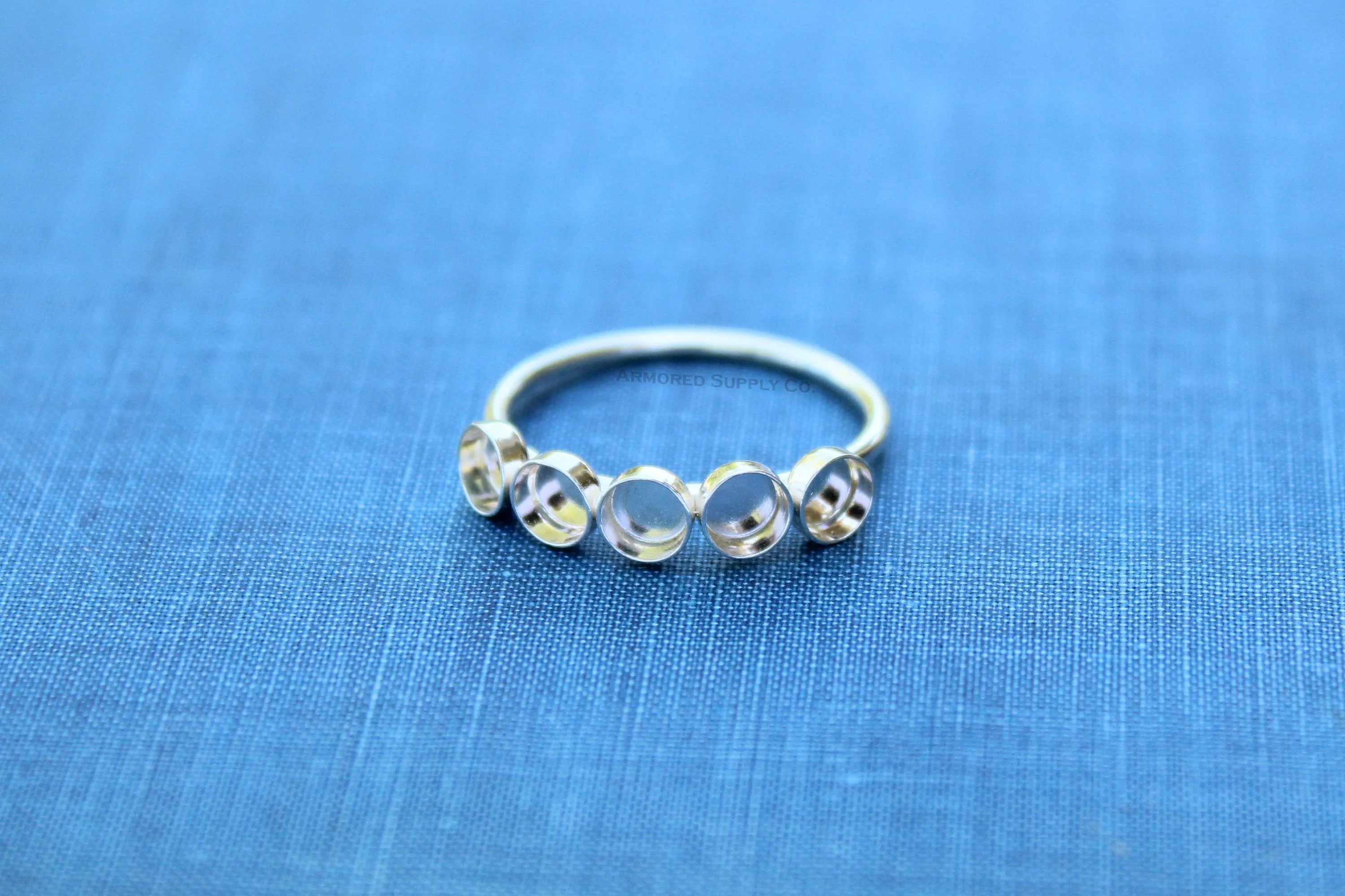 Five Bezel Cup Ring Blank Silver