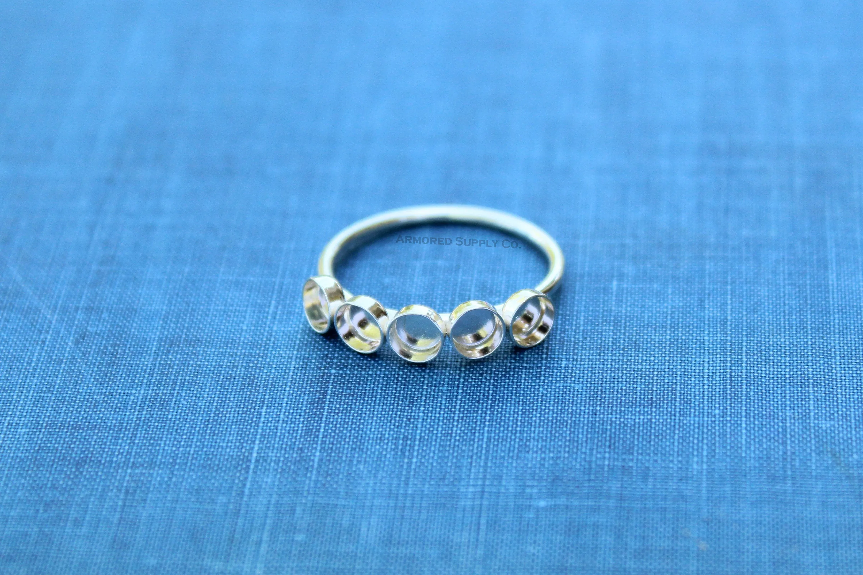 Five Bezel Cup Ring Blank Silver