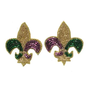 Fleur de Lis Seed Bead Earrings, 2"