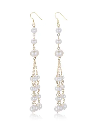 Flowing Beads Series Three-bead Multi-line Tassel Earrings