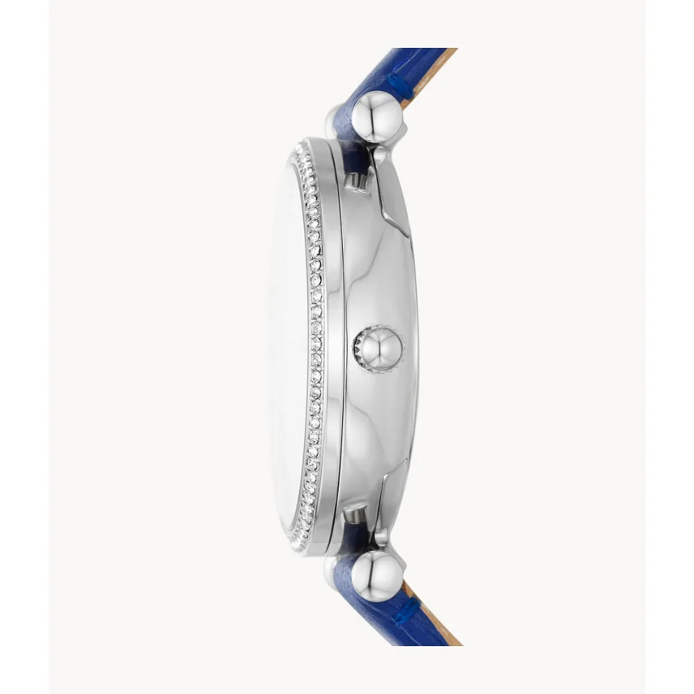 Fossil Carlie Women's Two-Hand Blue Eco Leather Watch