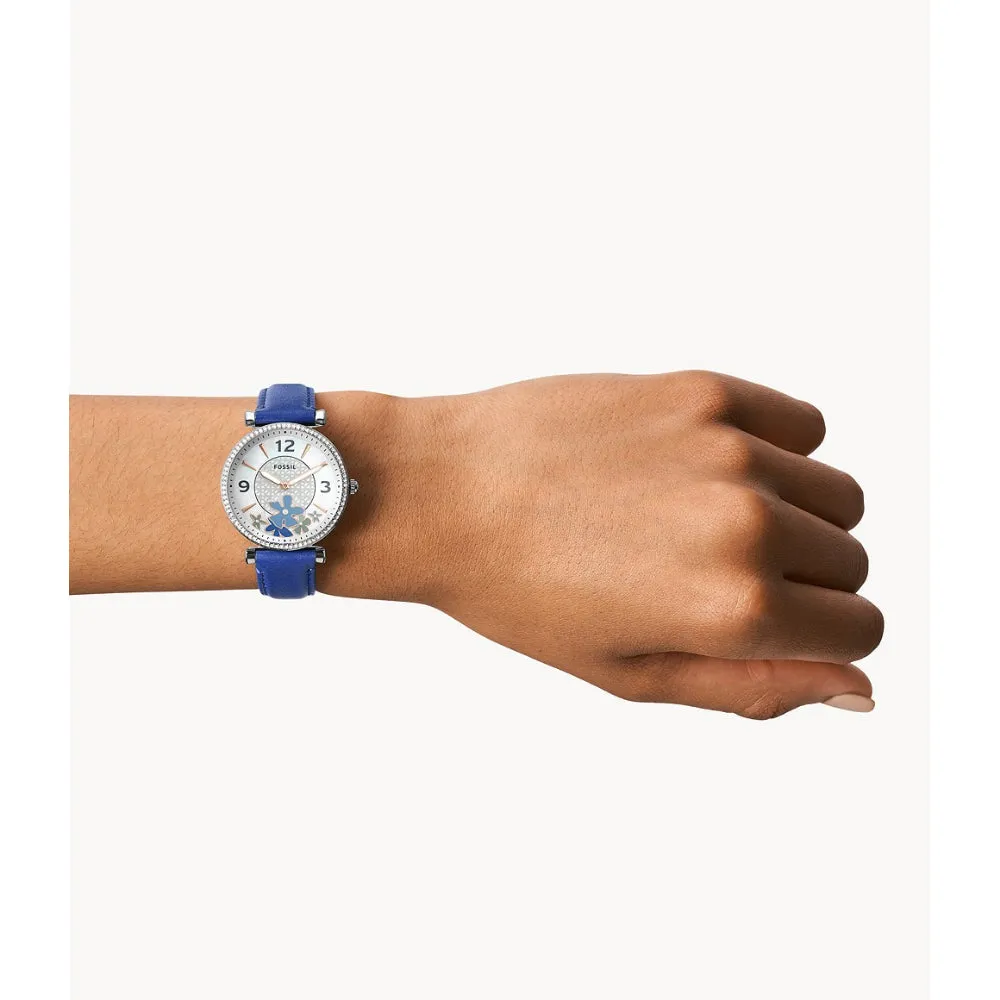 Fossil Carlie Women's Two-Hand Blue Eco Leather Watch