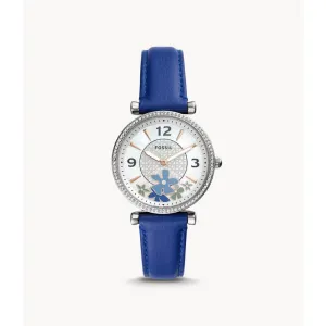 Fossil Carlie Women's Two-Hand Blue Eco Leather Watch