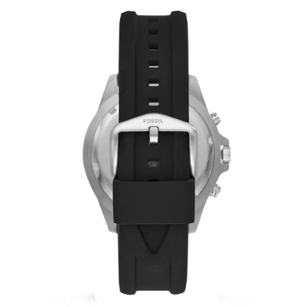 Fossil Garrett Black Silicone Strap Black Dial Chronograph Quartz Watch for Gents - FS5624