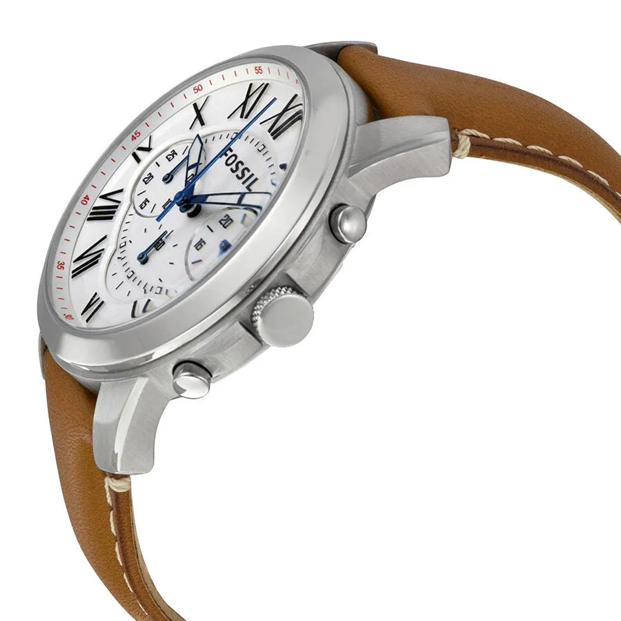 Fossil Grant Chronograph White Dial Tan Leather Men's Watch FS5060
