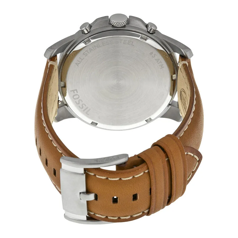 Fossil Grant Chronograph White Dial Tan Leather Men's Watch FS5060