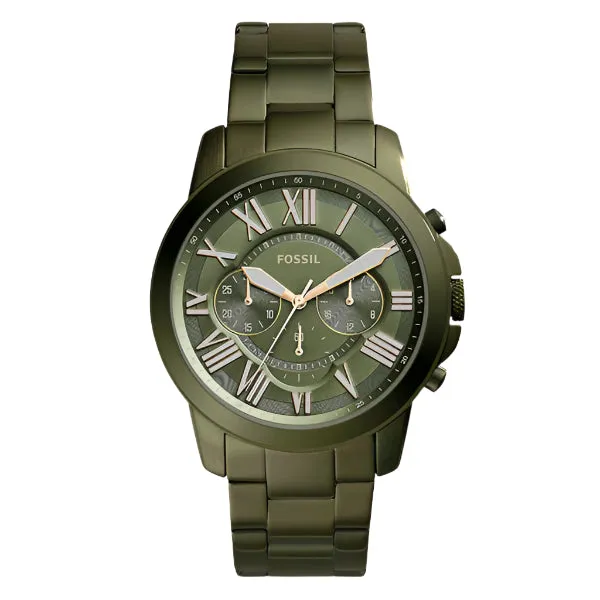 Fossil Grant Green Stainless Steel Green Dial Chronograph Quartz Watch for Gents - FS5375