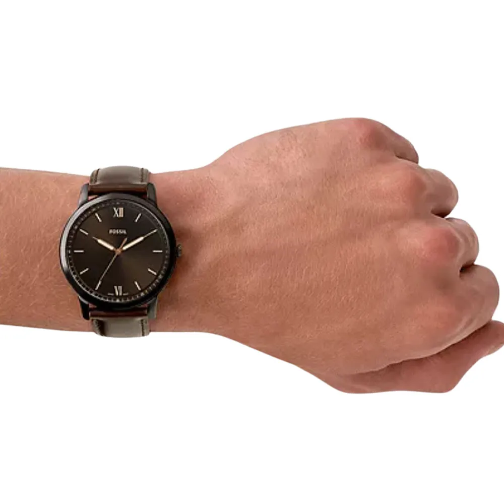 Fossil Men's Minimalist Three-Hand Brown Leather Watch