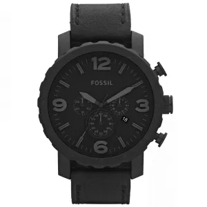 Fossil Nate Black Stainless Steel Black Dial Chronograph Quartz Watch for Gents - JR1354