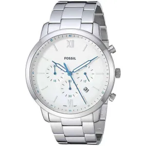 Fossil Neutra Silver Stainless Steel White Dial Chronograph Quartz Watch for Gents - FS5433