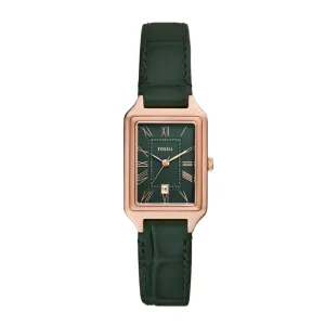 Fossil Raquel Ladies Three-Hand Date Green Croco LiteHide™ Leather Watch