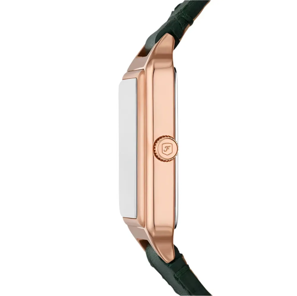 Fossil Raquel Ladies Three-Hand Date Green Croco LiteHide™ Leather Watch