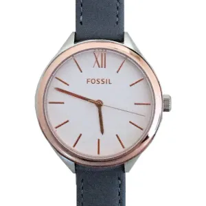Fossil Smokey Blue Leather Strap White Dial Quartz Watch for Ladies - BQ3129