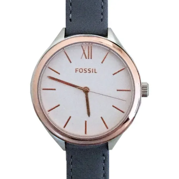 Fossil Smokey Blue Leather Strap White Dial Quartz Watch for Ladies - BQ3129