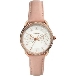 Fossil Tailor Nude Leather Strap Silver Dial Quartz Watch for Ladies - ES4393