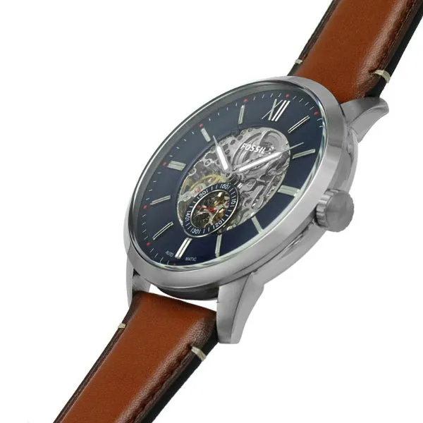 Fossil Townsman Brown Leather Strap Blue Dial Automatic Watch for Gents - ME3154