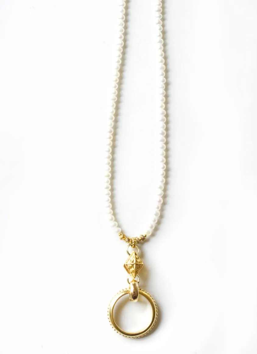 Freshwater Pearl and Gold EyeRing Necklace