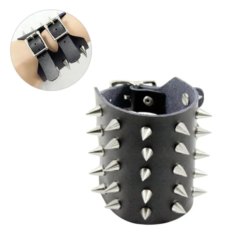Funki Buys | Bracelets | Unisex Leather Spike Wristband