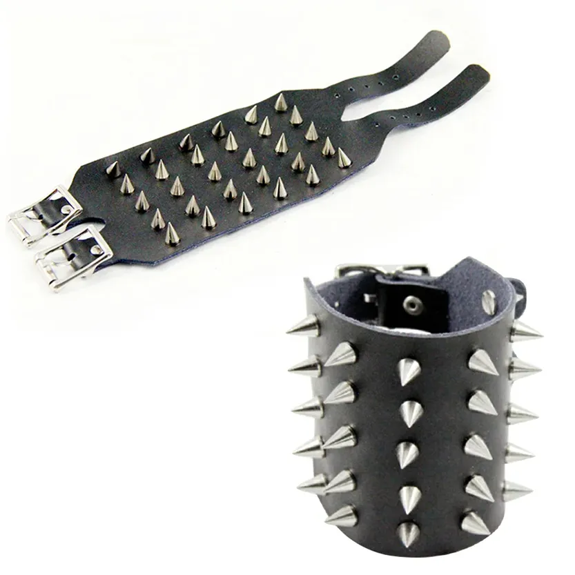 Funki Buys | Bracelets | Unisex Leather Spike Wristband