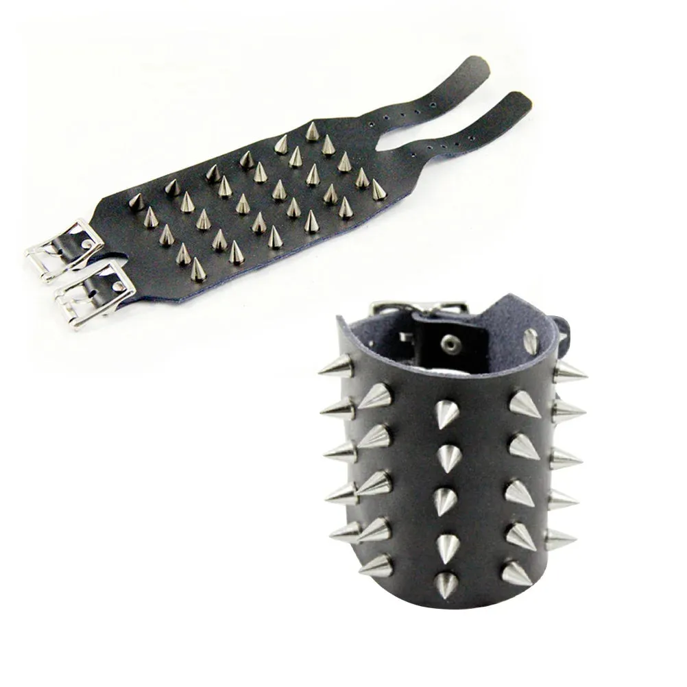 Funki Buys | Bracelets | Unisex Leather Spike Wristband