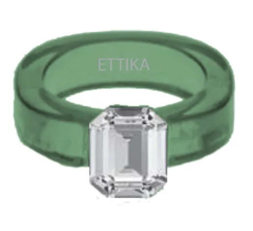 Funky Green Resin and Crystal Ring