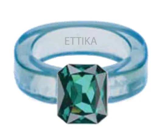 Funky Green Resin and Crystal Ring