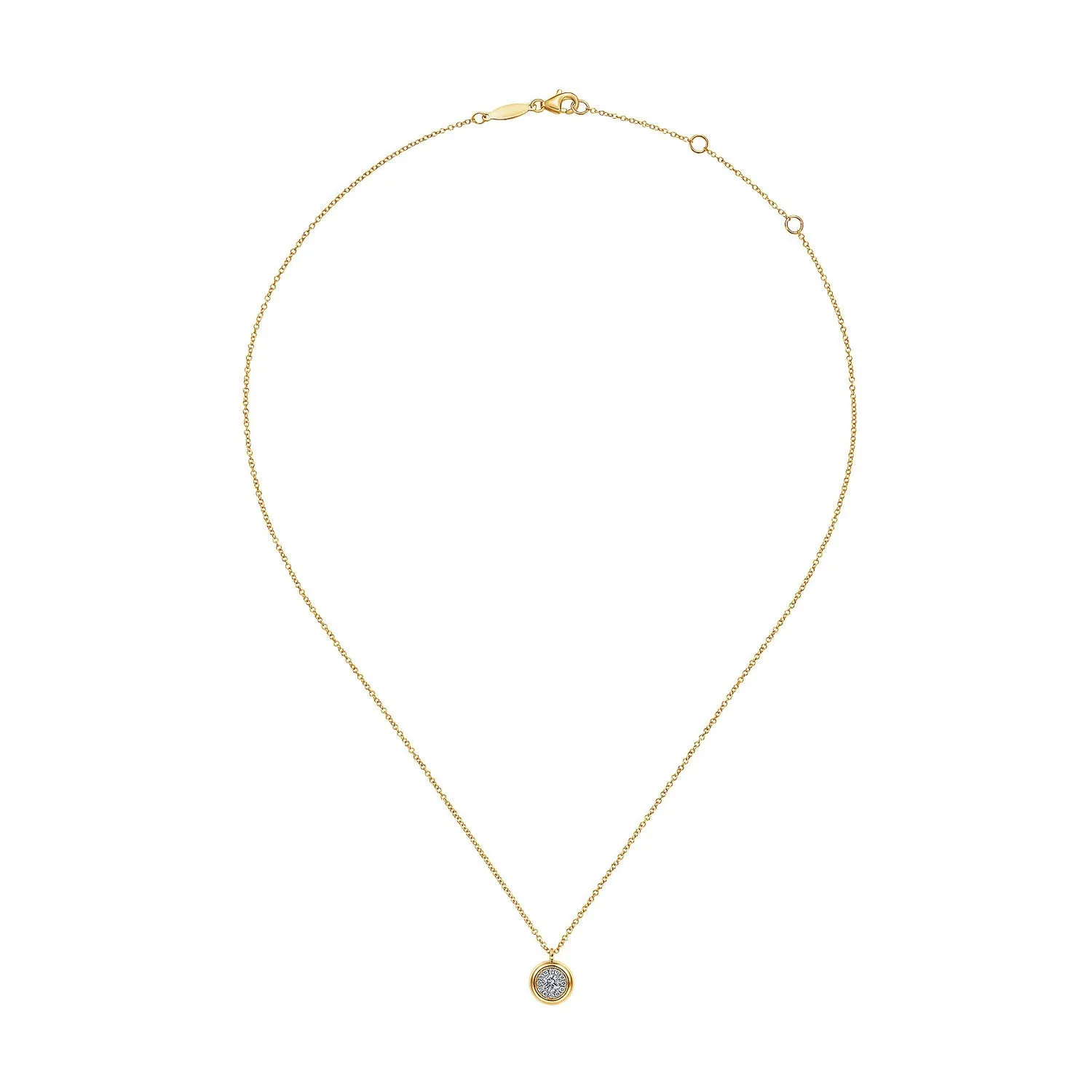 Gabriel & Co. 14k Yellow Gold Contemporary Diamond Cluster Pendant Necklace – NK6617Y45JJ