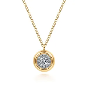 Gabriel & Co. 14k Yellow Gold Contemporary Diamond Cluster Pendant Necklace – NK6617Y45JJ