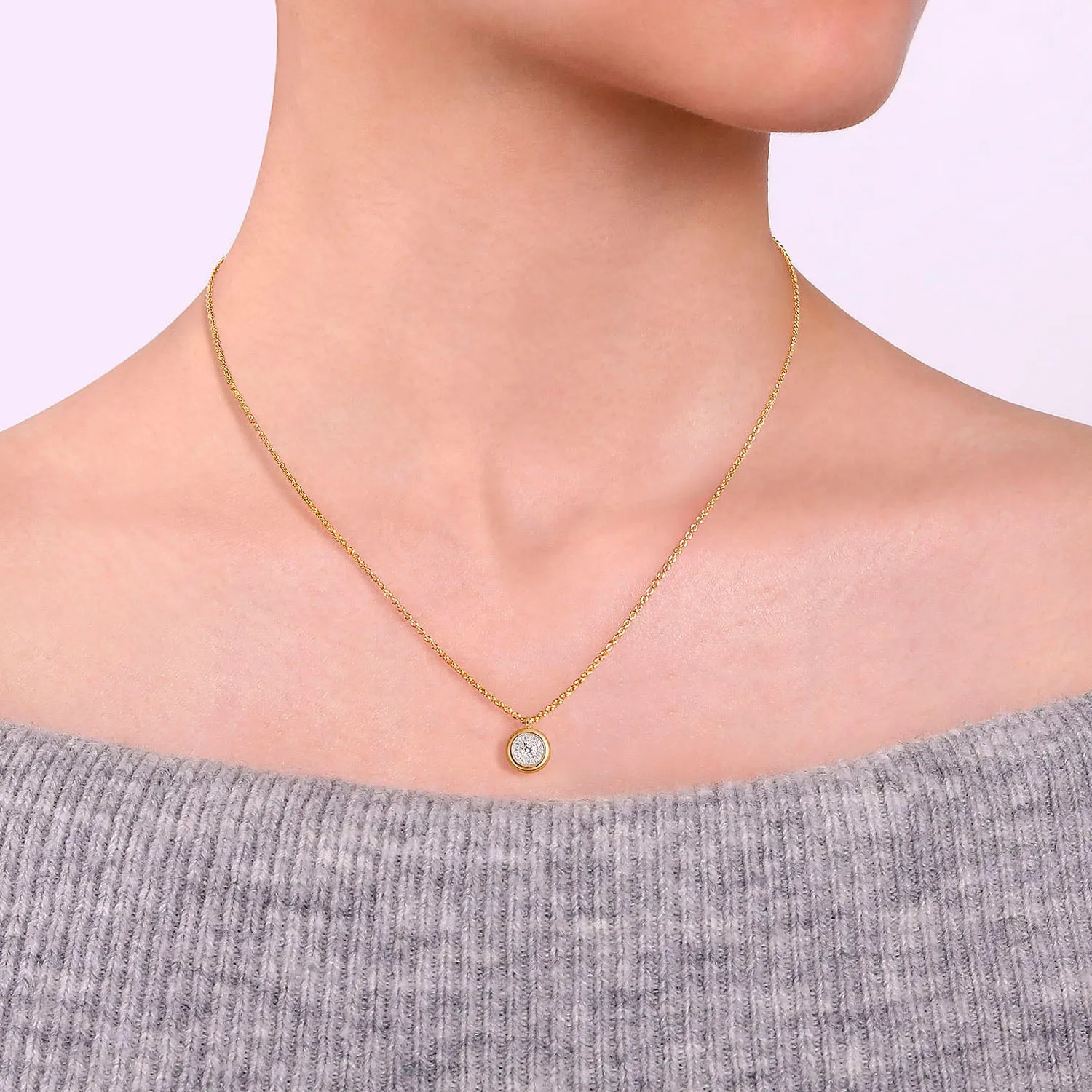 Gabriel & Co. 14k Yellow Gold Contemporary Diamond Cluster Pendant Necklace – NK6617Y45JJ