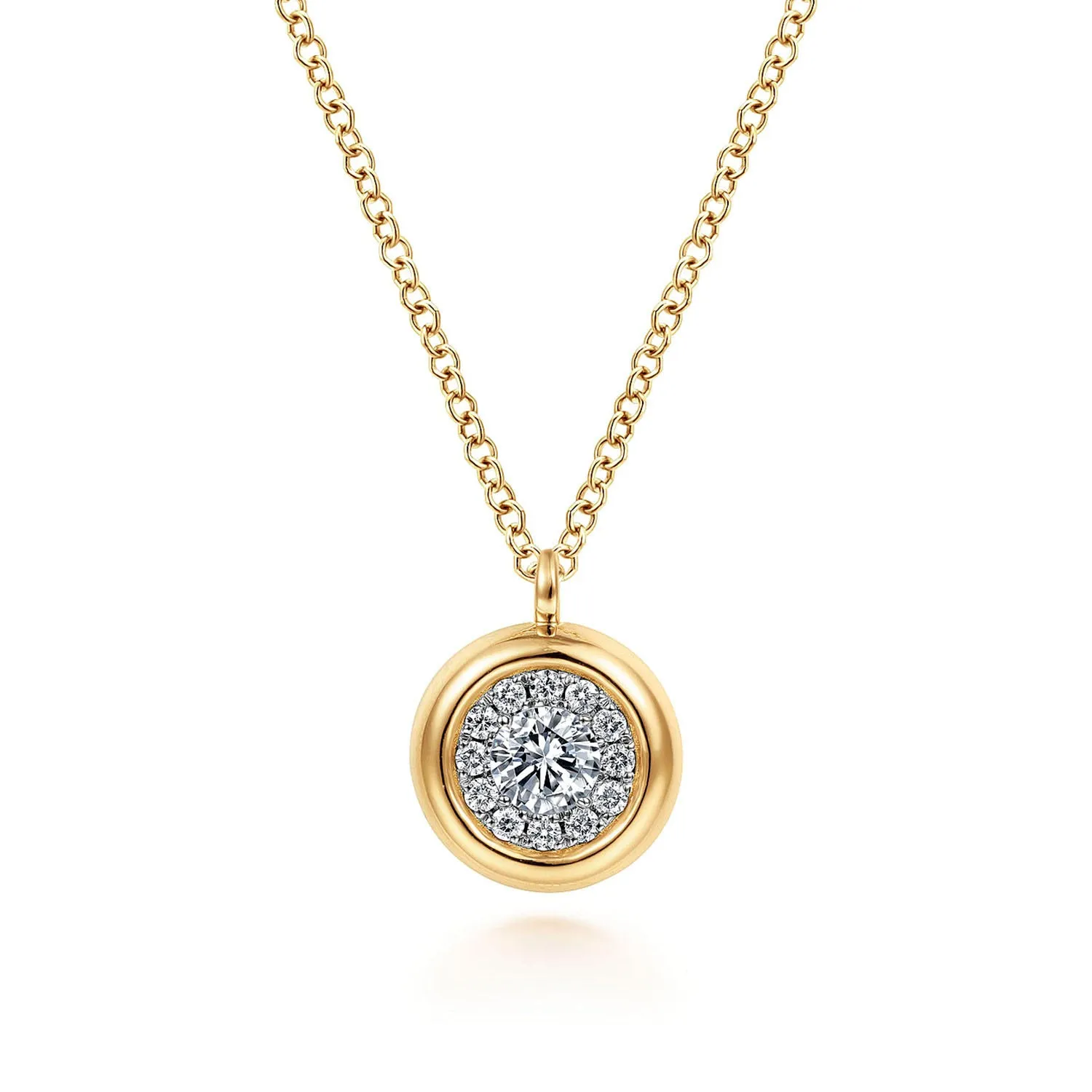 Gabriel & Co. 14k Yellow Gold Contemporary Diamond Cluster Pendant Necklace – NK6617Y45JJ