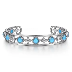 Gabriel & Co. Rock Crystal and Turquoise Station Bangle Bracelet