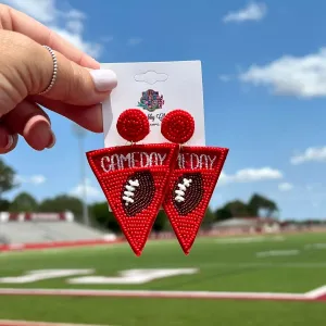 Game Day Beaded Earrings - Red