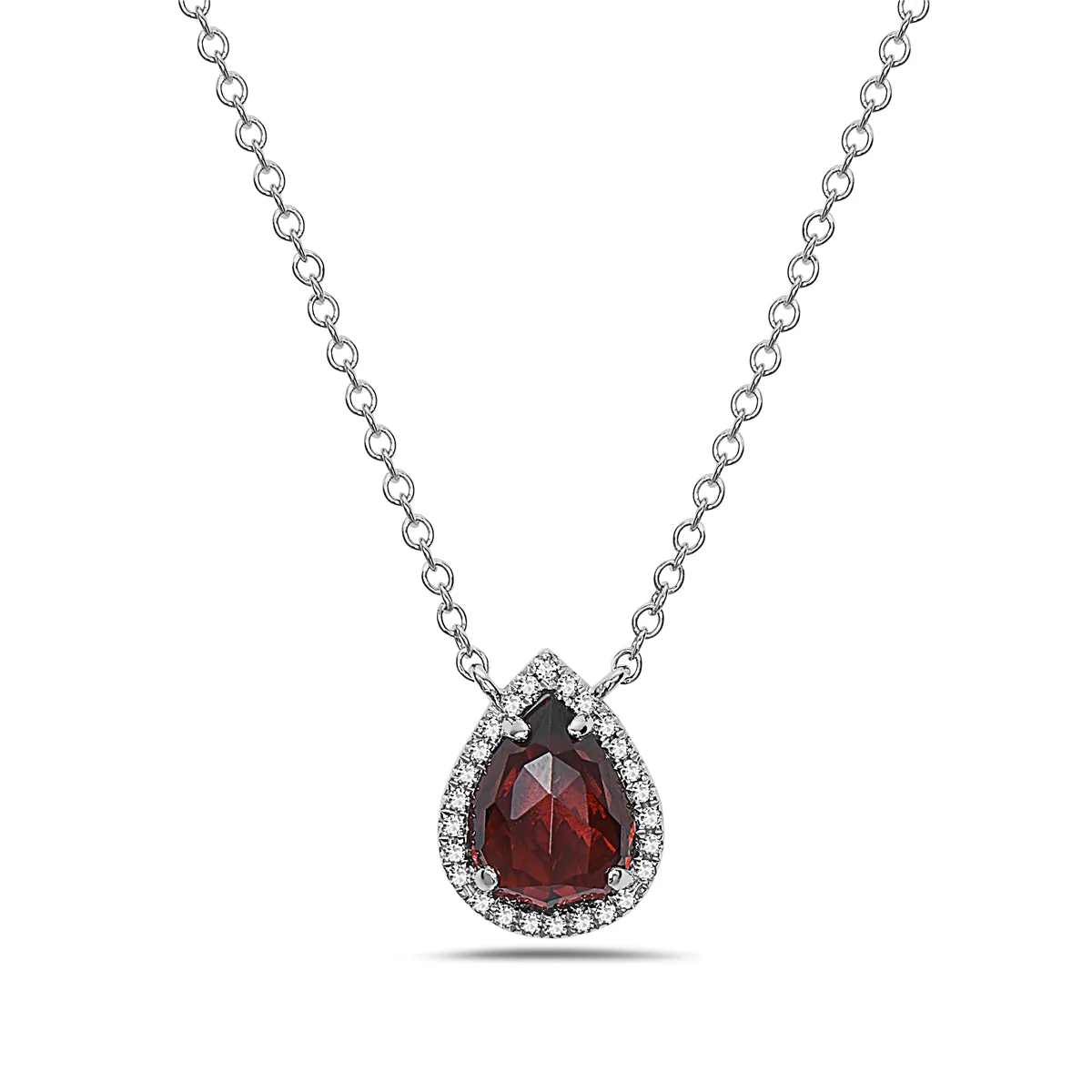 Garnet And Diamond Halo Necklace
