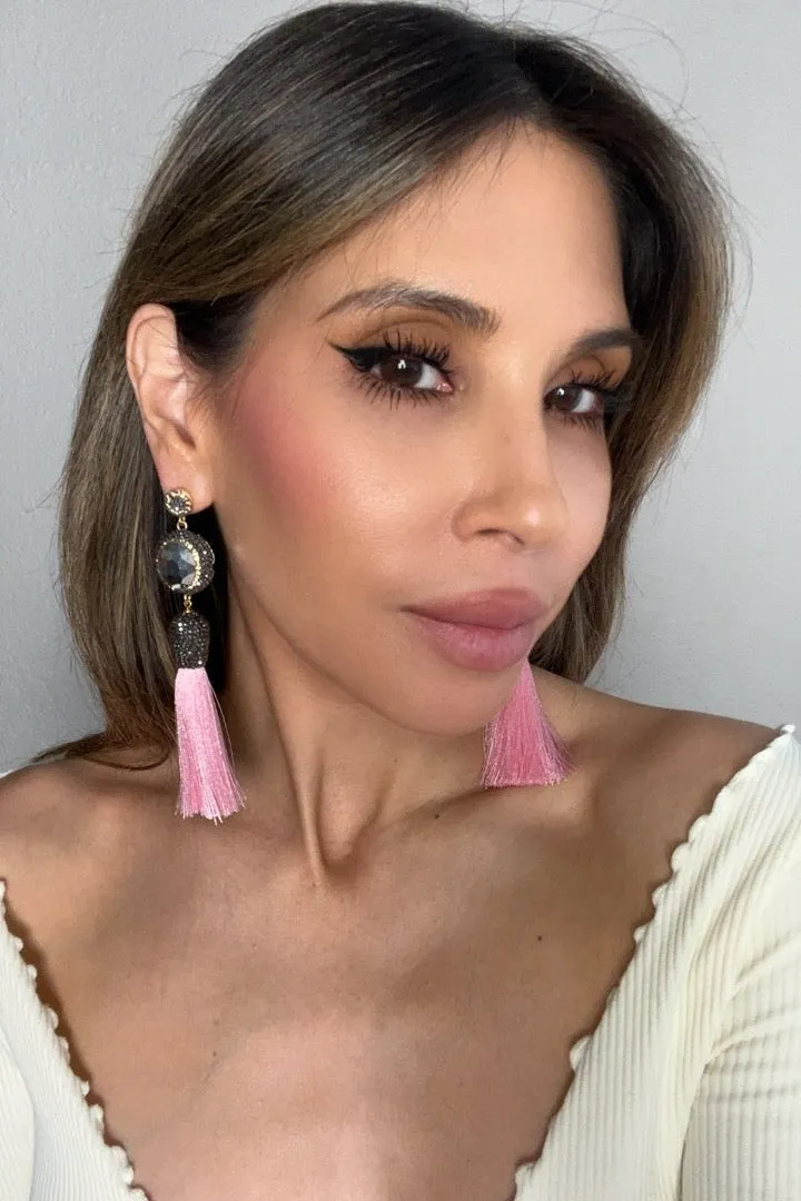 Gemstone & Crystal Tassel Earring