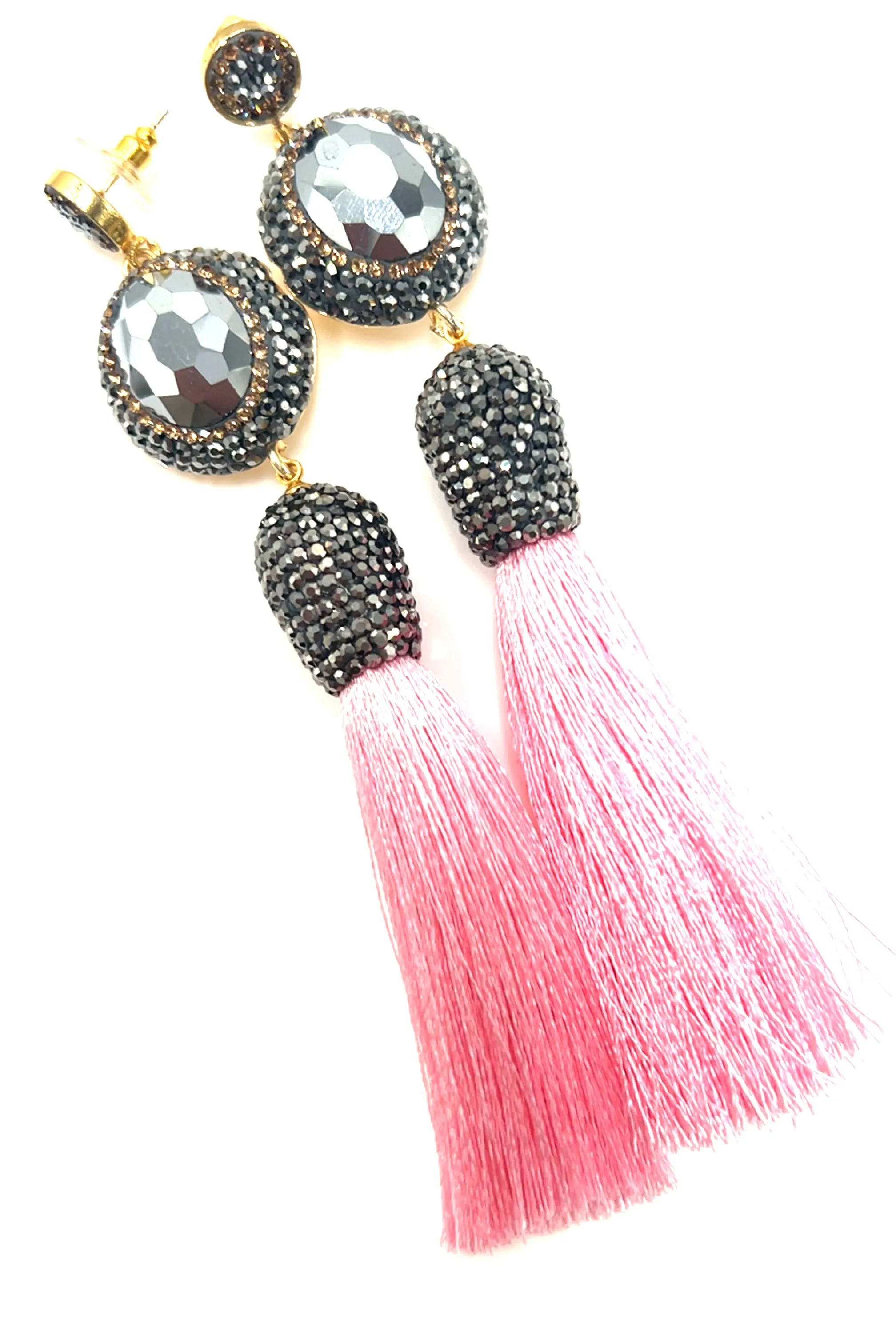 Gemstone & Crystal Tassel Earring