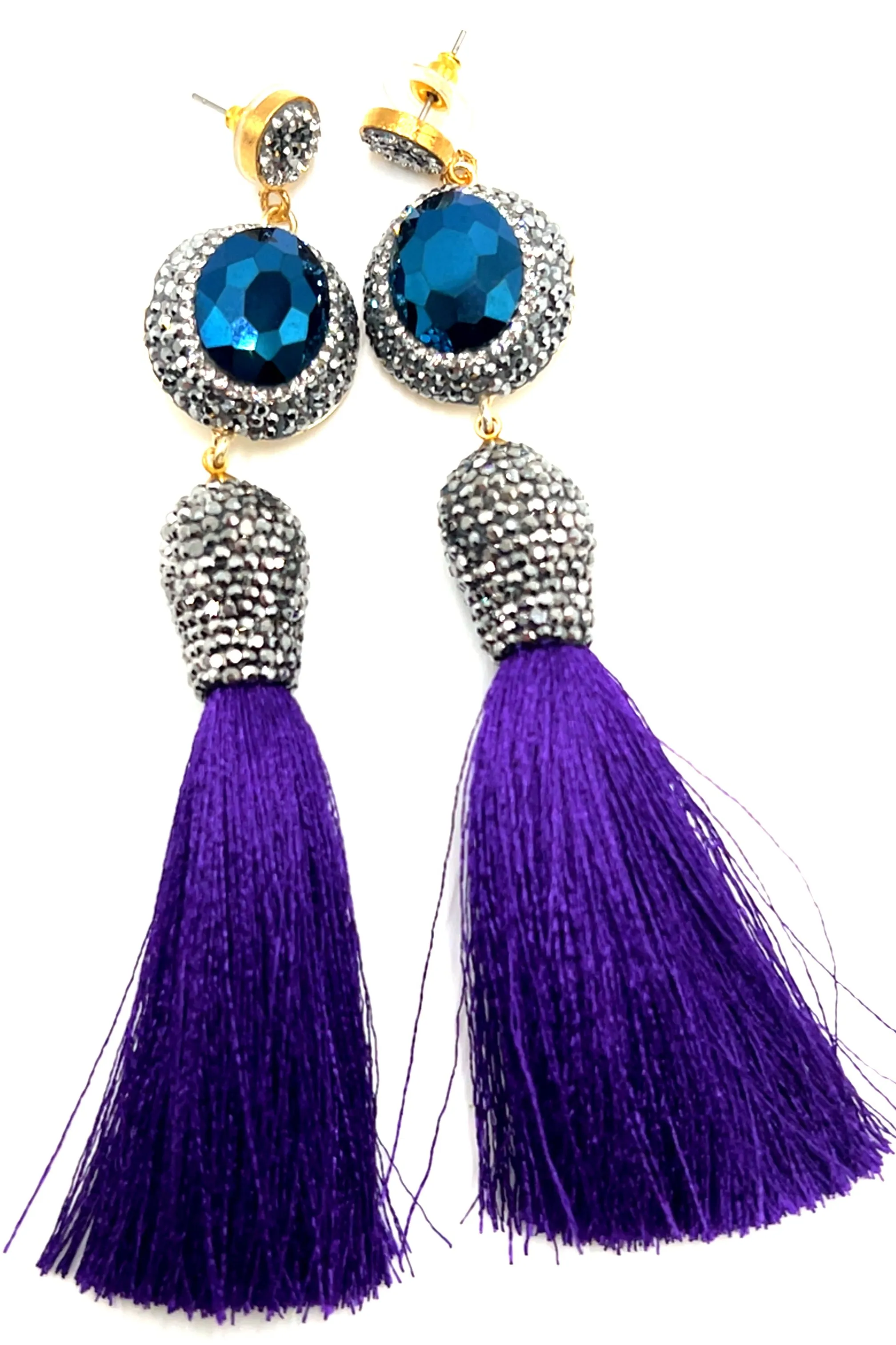 Gemstone & Crystal Tassel Earring