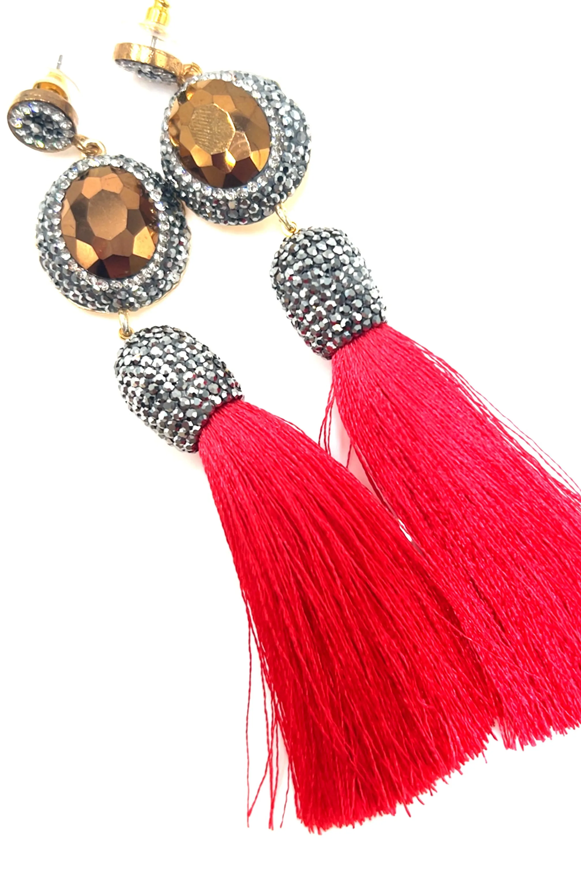 Gemstone & Crystal Tassel Earring