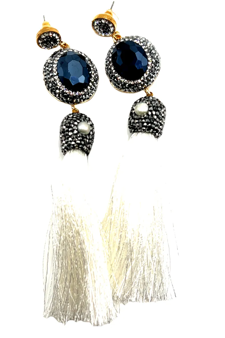 Gemstone & Crystal Tassel Earring