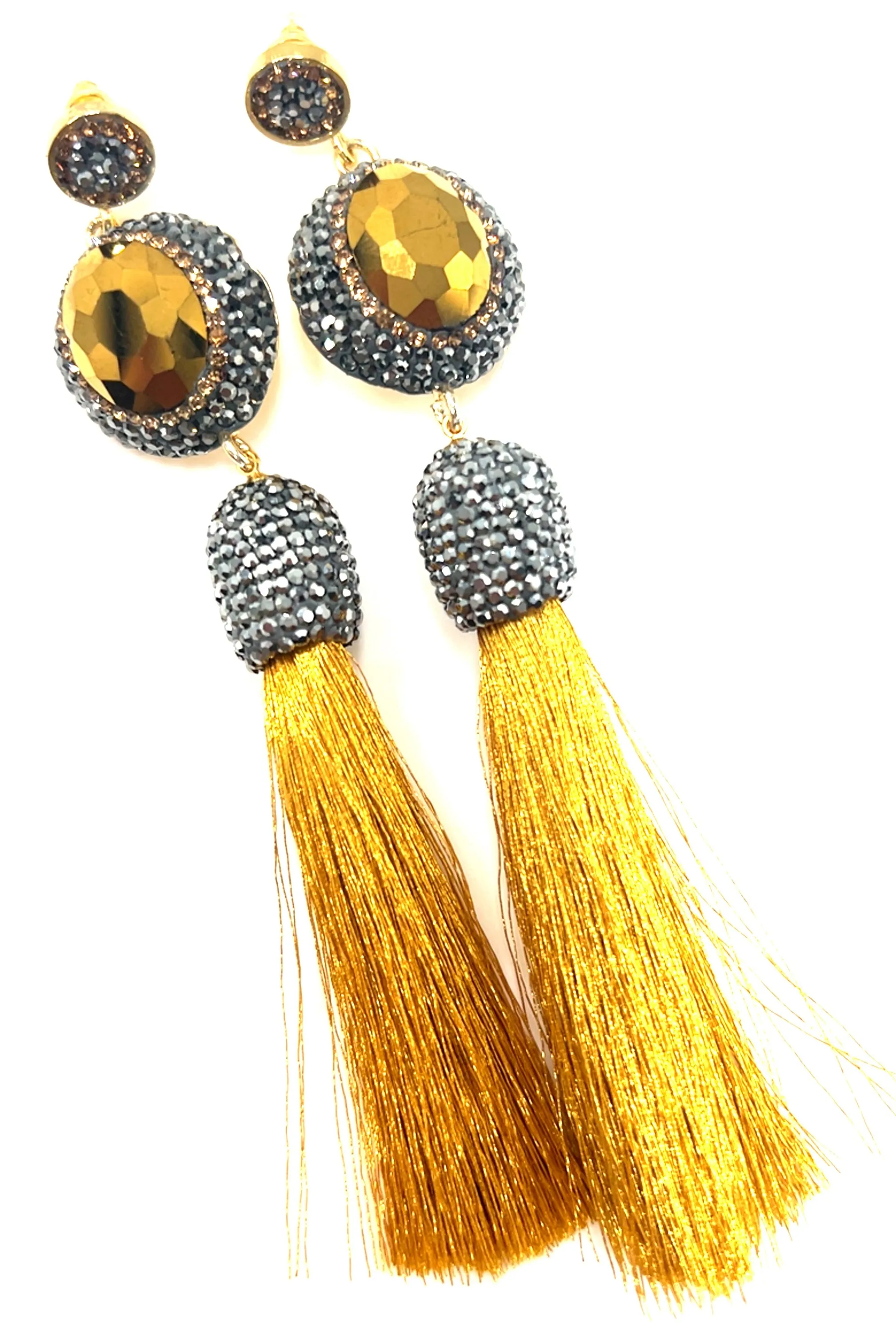 Gemstone & Crystal Tassel Earring