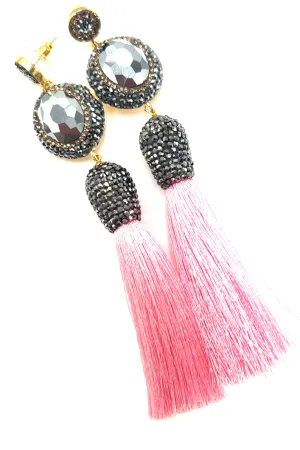 Gemstone & Crystal Tassel Earring