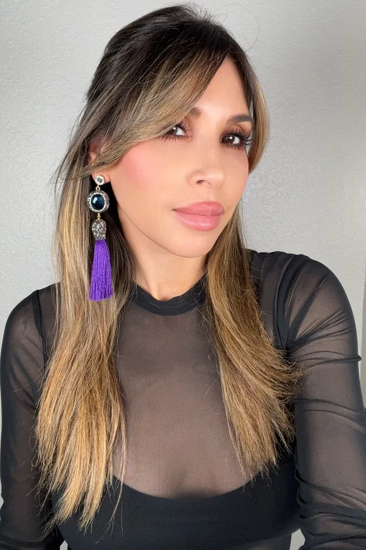 Gemstone & Crystal Tassel Earring