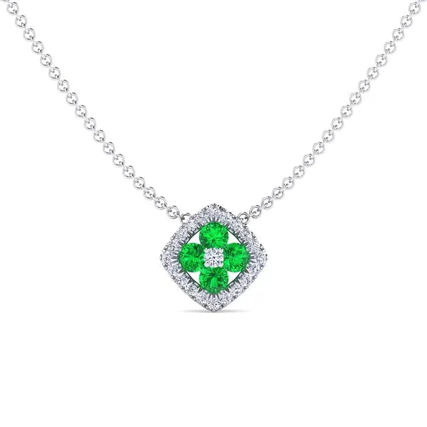 Gemstone & Diamond Halo Floral Necklace