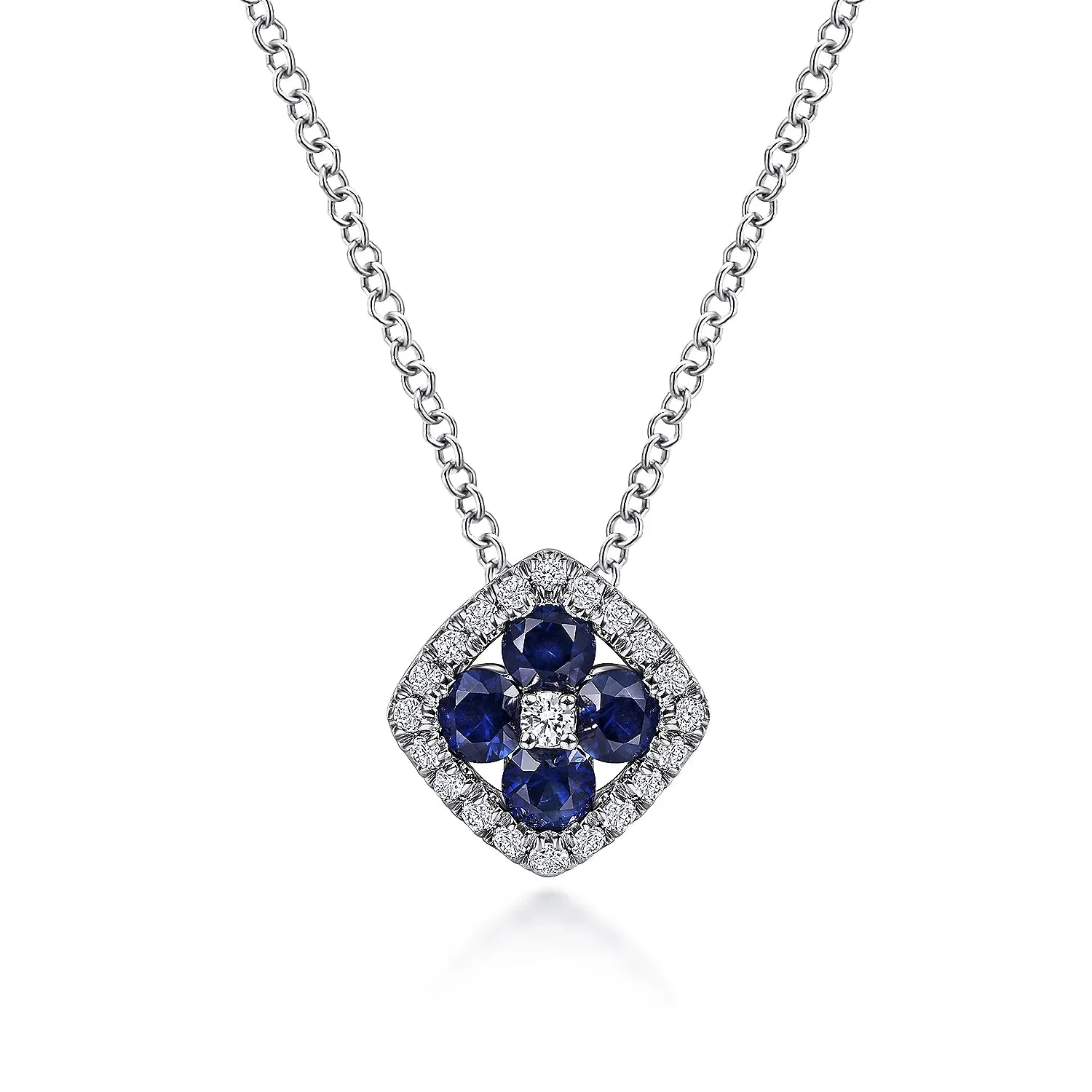 Gemstone & Diamond Halo Floral Necklace