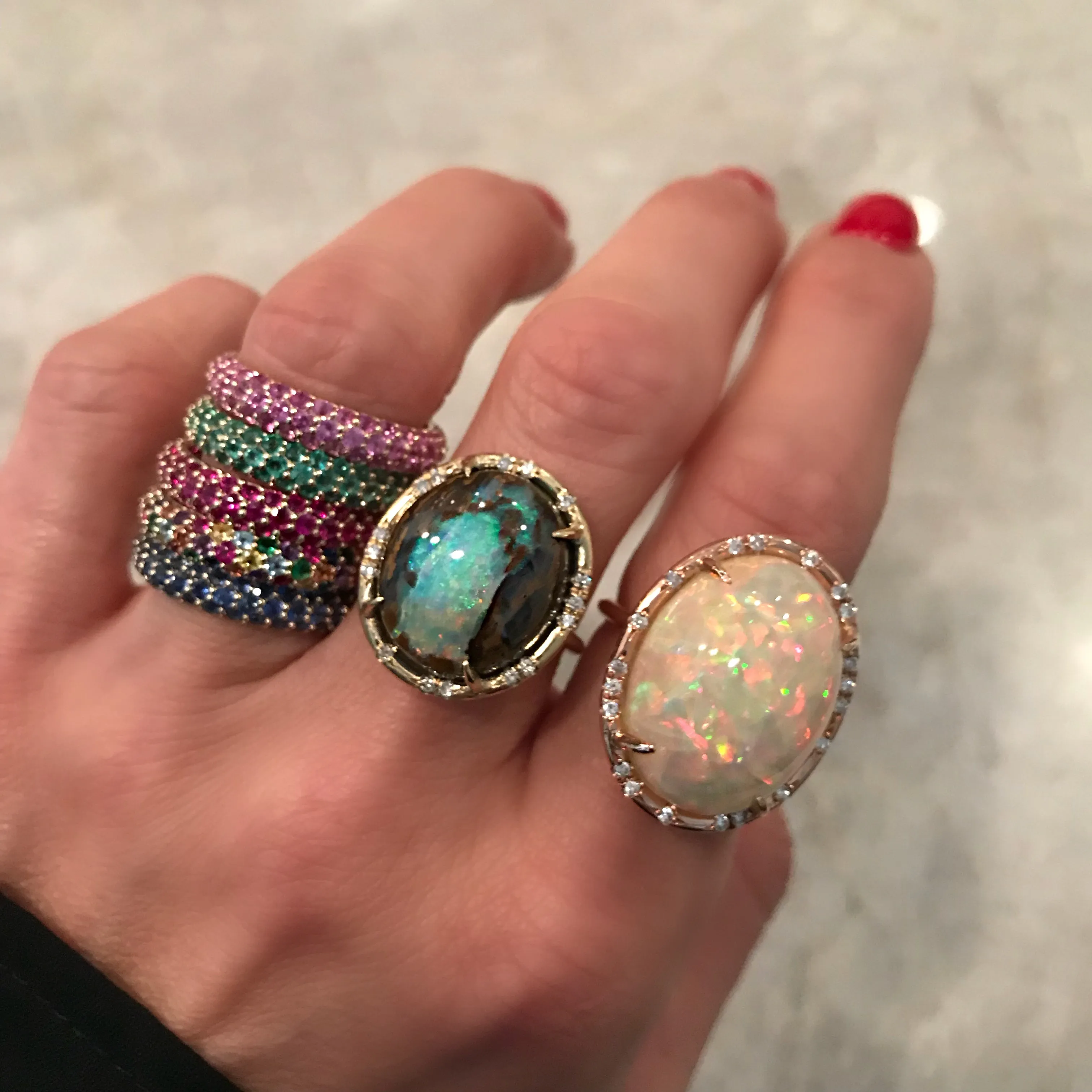 Gemstone Pave Domed Ring