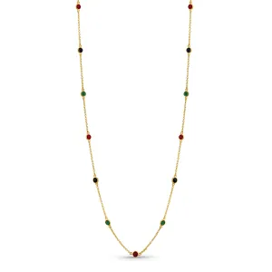 Gemstone Station Necklace In 18K Yellow Gold - Rounds