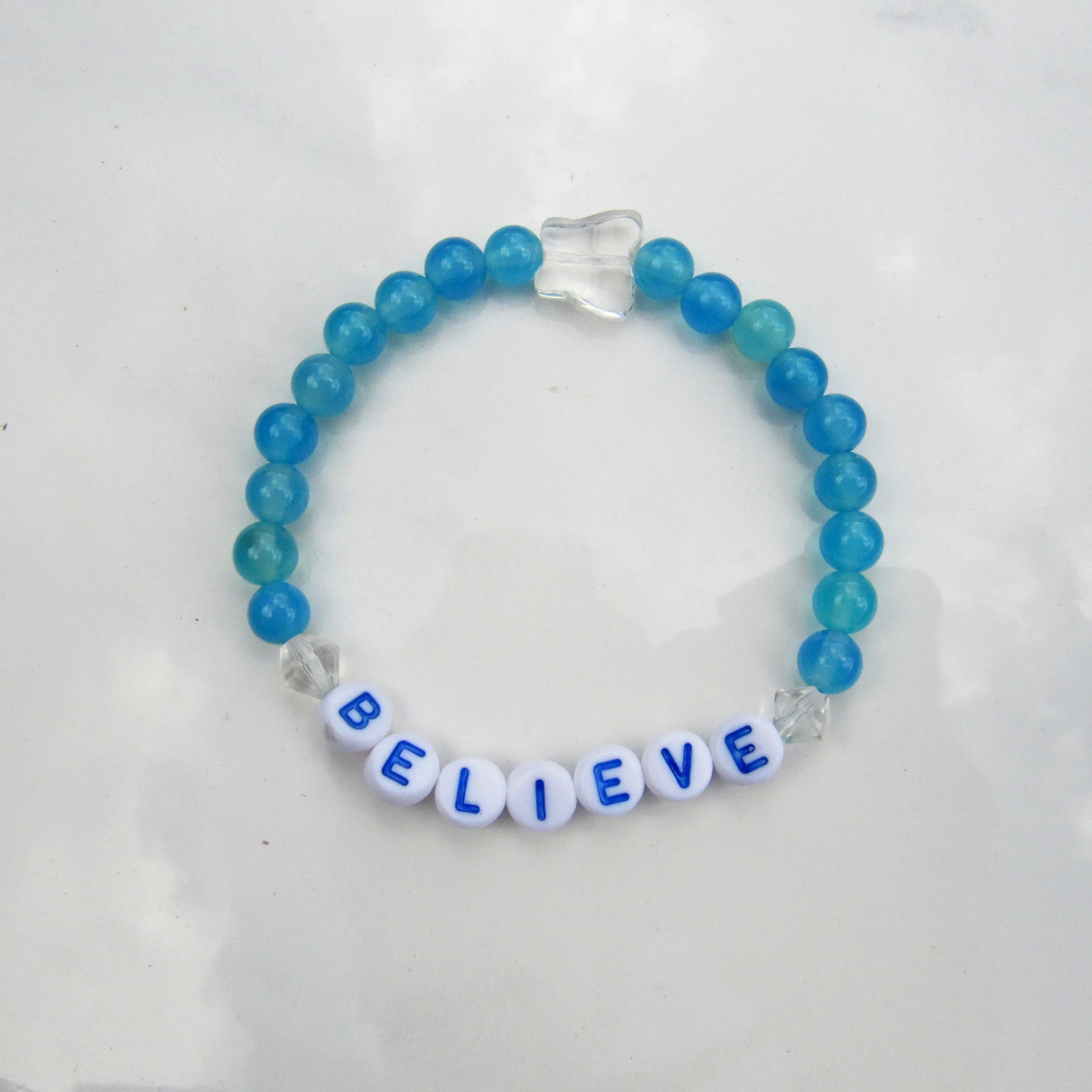 Genuine Agate Gemsotne "BELIEVE" stretch bracelets