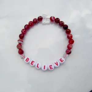 Genuine Agate Gemsotne "BELIEVE" stretch bracelets