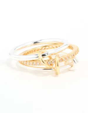 Gold & Silver Plated Rondell Stacked Ring