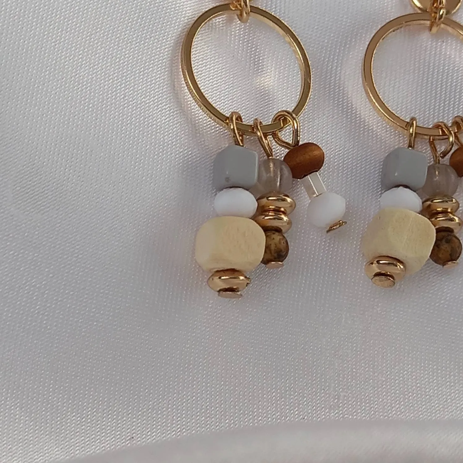 Gold Beaded Drop Earrings -Beaded Jewellery,Small Beaded Earrings,Small Gold Earrings In The UK,Wooden Bead Earrings,Wooden Beaded Jewellery
